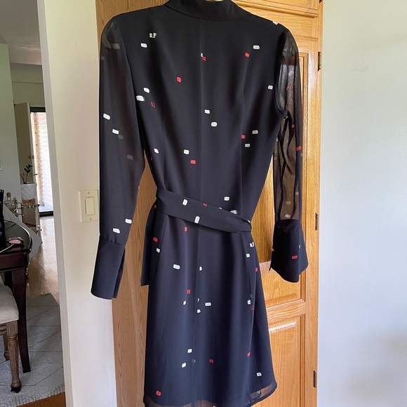 Grey Jason Wu Collared Button Down Black Belted Dress - Picture 7 of 7